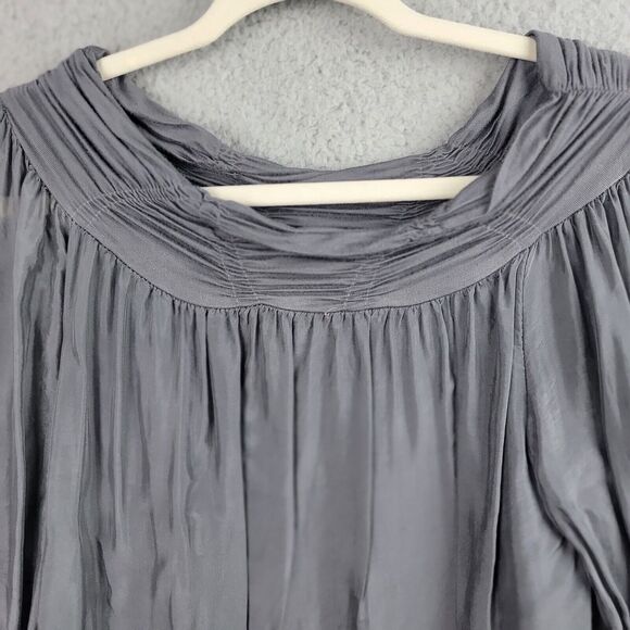 dos Sena Milan Blouse Women S Gray Silver Italy Silk Cottage Core Romantic Fairy - Picture 6 of 15